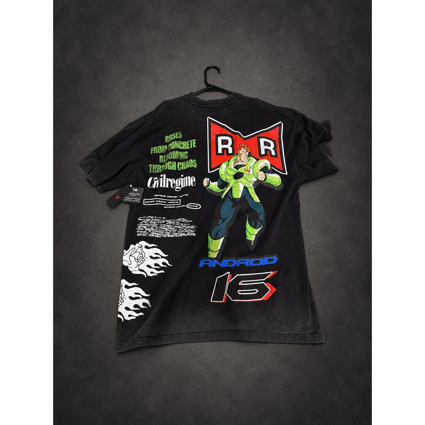 Civil Regime x Dragon Ball Z Android 16 Graphic T-Shirt — Washed Black RH-135