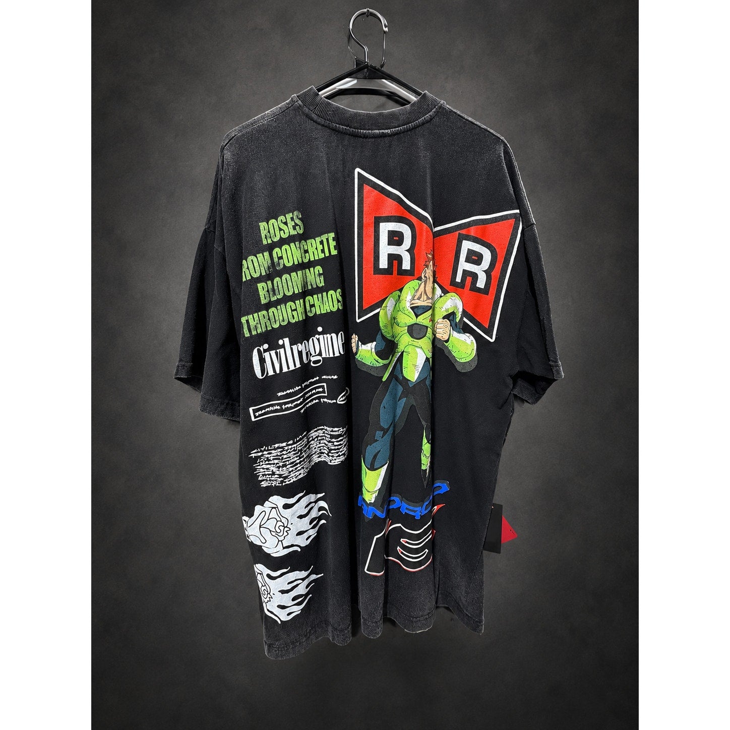 Civil Regime x Dragon Ball Z Android 16 Graphic T-Shirt — Washed Black RH-135