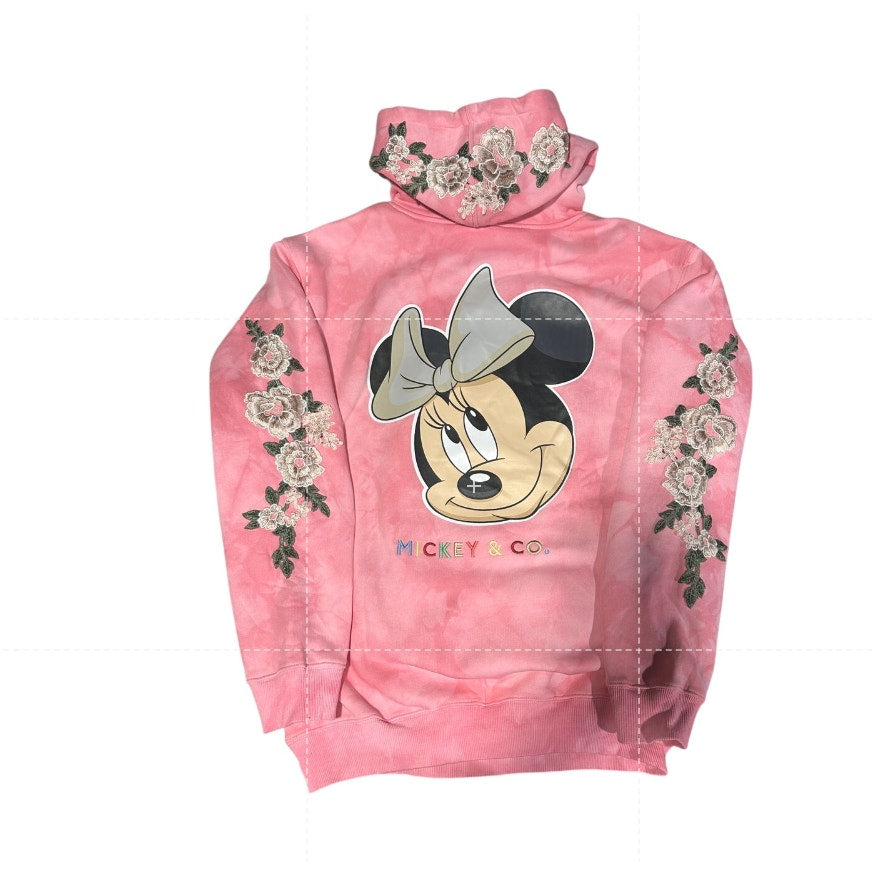 Civil Regime X Disney Pink Tie Dye Hoodie Floral Rose Embroidered NWT M (RH-078)