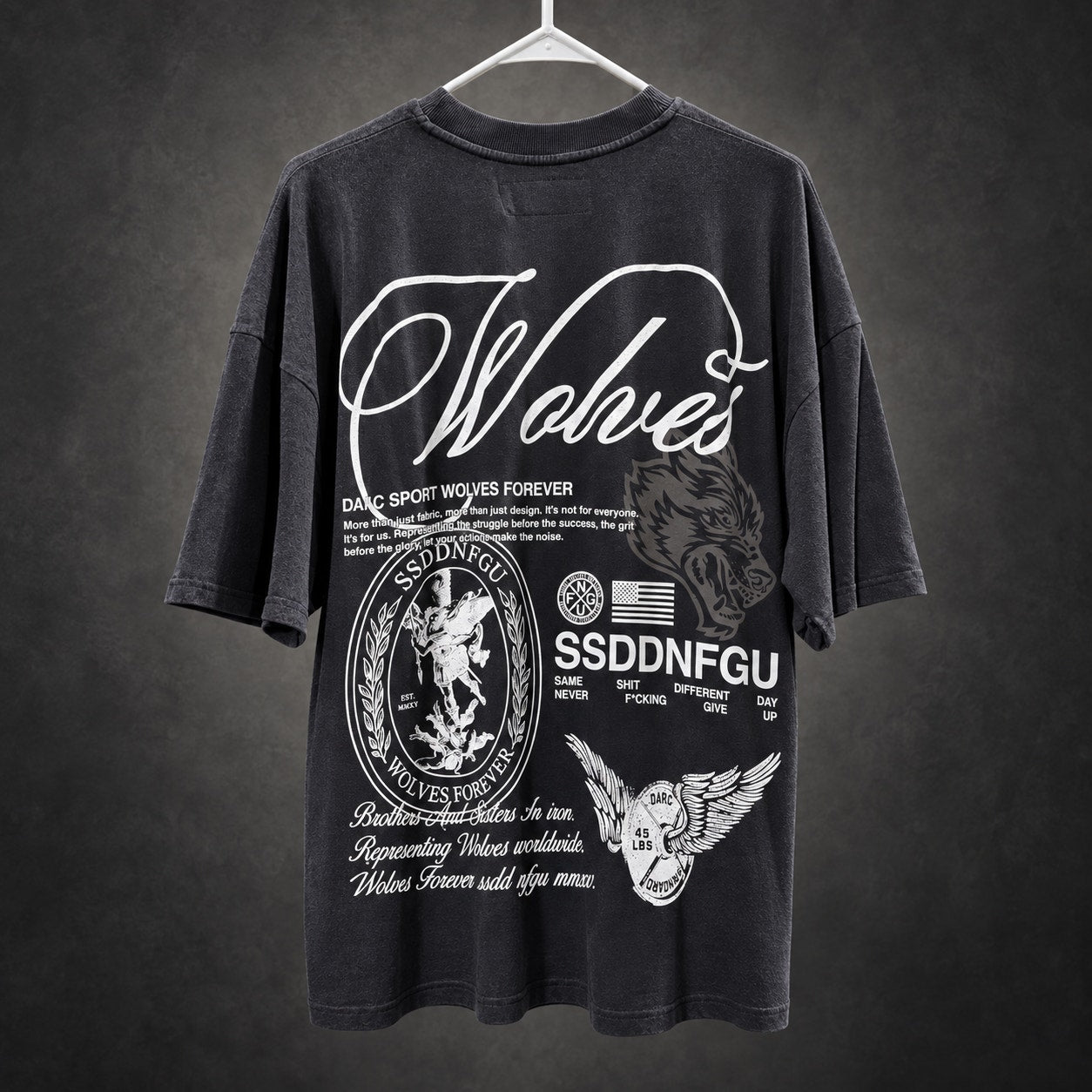 Darc Sport Wolves Forever Graphic T-Shirt — Washed Black -RH-083