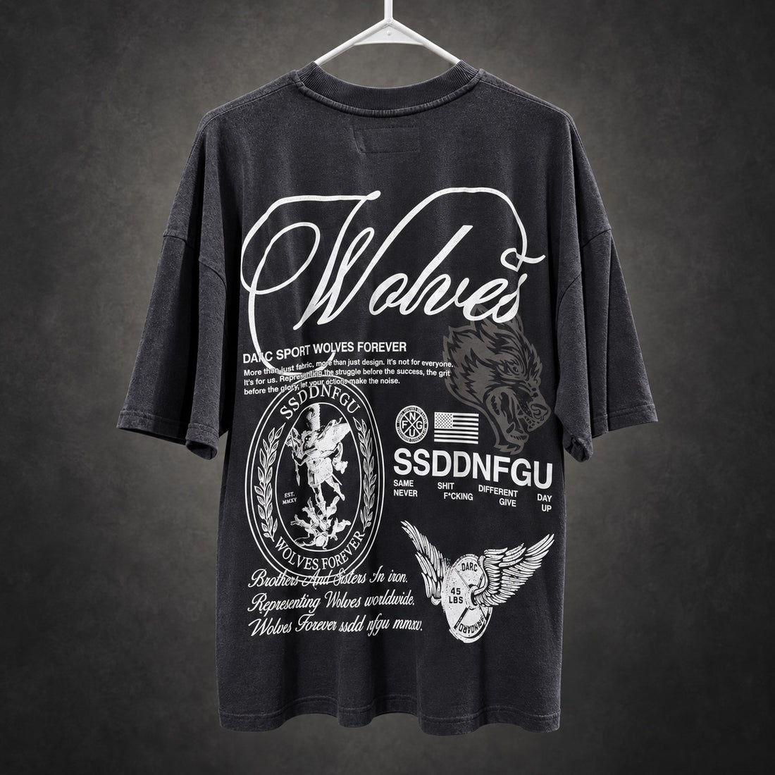 Darc Sport Wolves Forever Graphic T-Shirt — Washed Black -RH-083