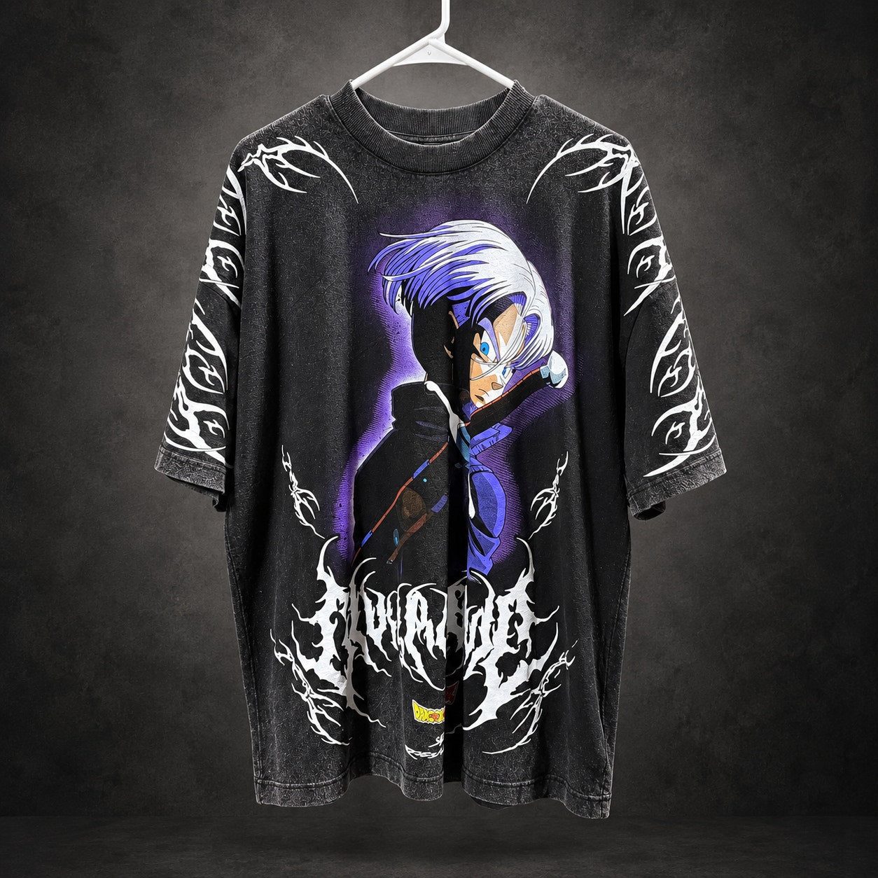 Civil Regime x Dragon Ball Z Future Trunks Graphic T-Shirt Oversized — Washed Black & Purple RH-090