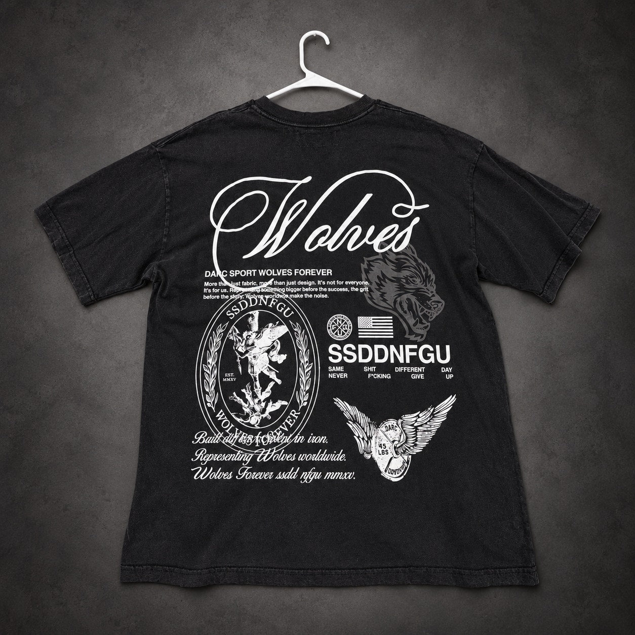 Darc Sport Wolves Forever Graphic T-Shirt — Washed Black -RH-083