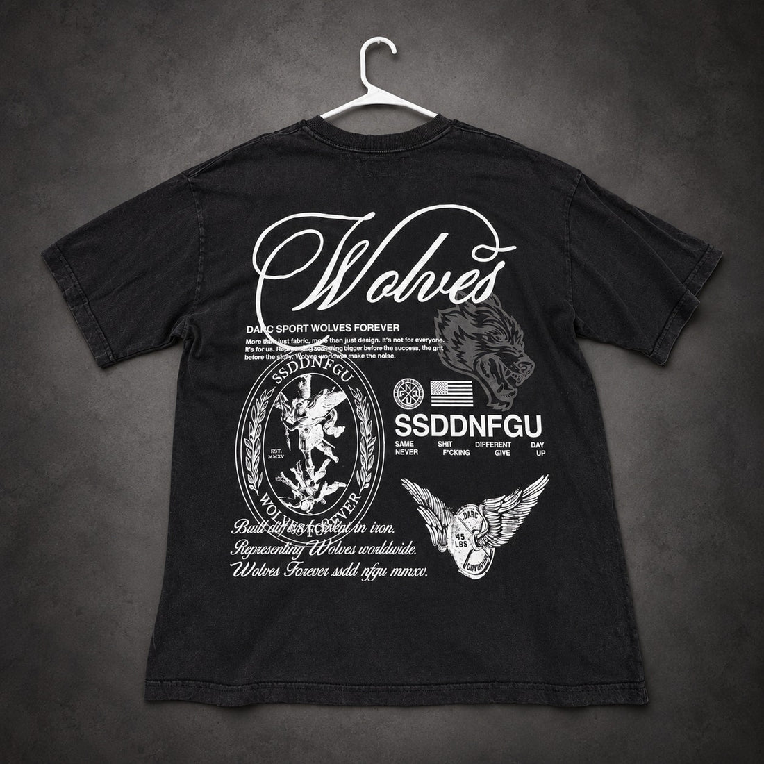 Darc Sport Wolves Forever Graphic T-Shirt — Washed Black -RH-083