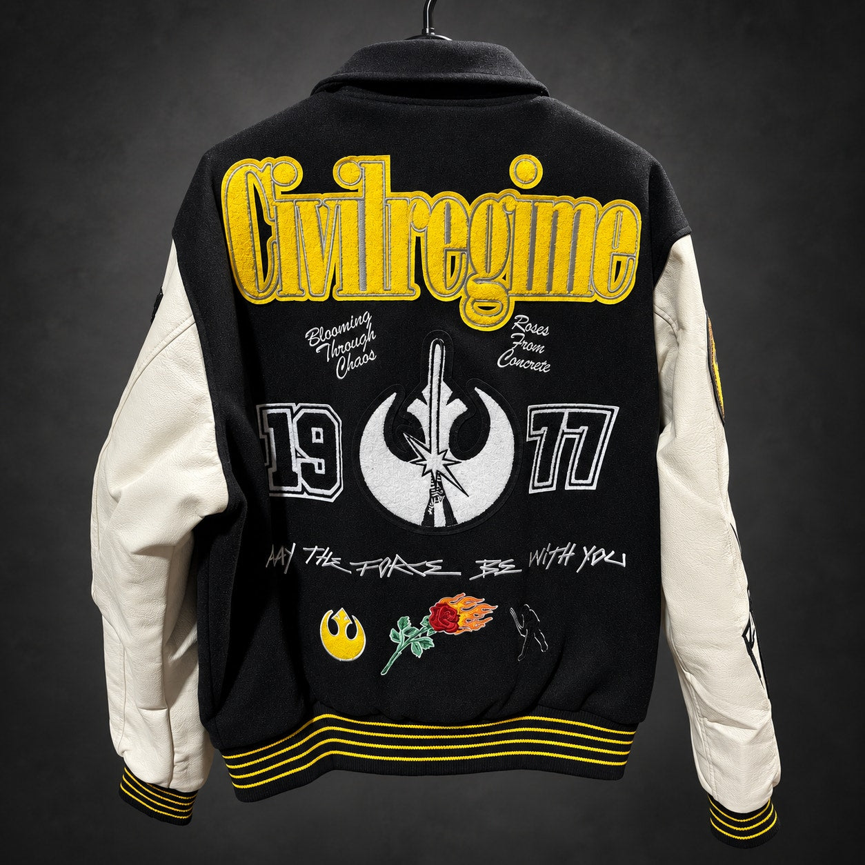 Civil Regime x Star Wars Rebel Varsity Jacket — Black & Cream - L - (RH-070)