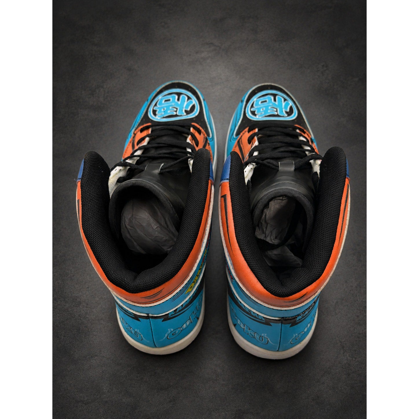 Custom D.B.Z. Anime Graphic High-Top Sneakers — Blue — Men’s EU 43 (RH-128)