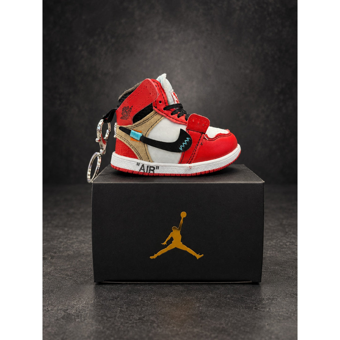 Mini High-Top Sneaker Keychain — Red, White & Black