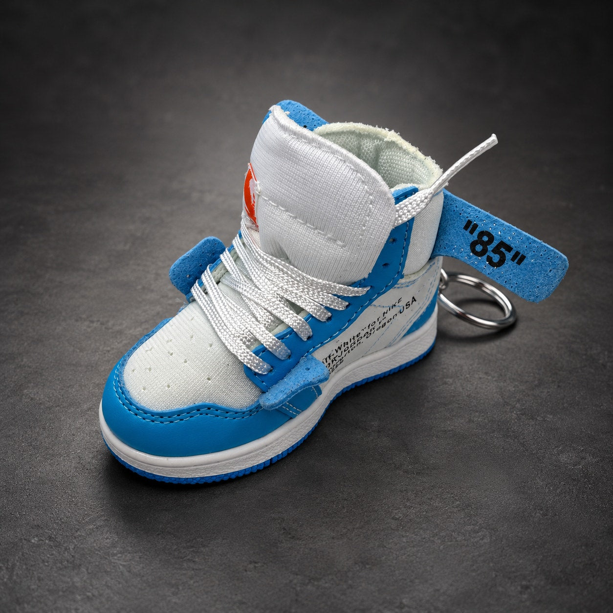 Mini High-Top Sneaker Keychain — Blue & White