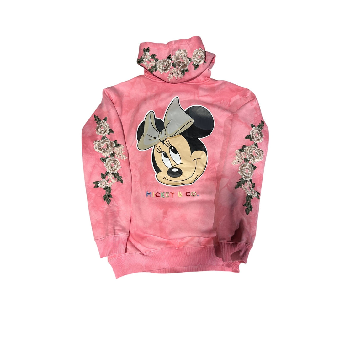 Civil Regime X Disney Pink Tie Dye Hoodie Floral Rose Embroidered NWT Large