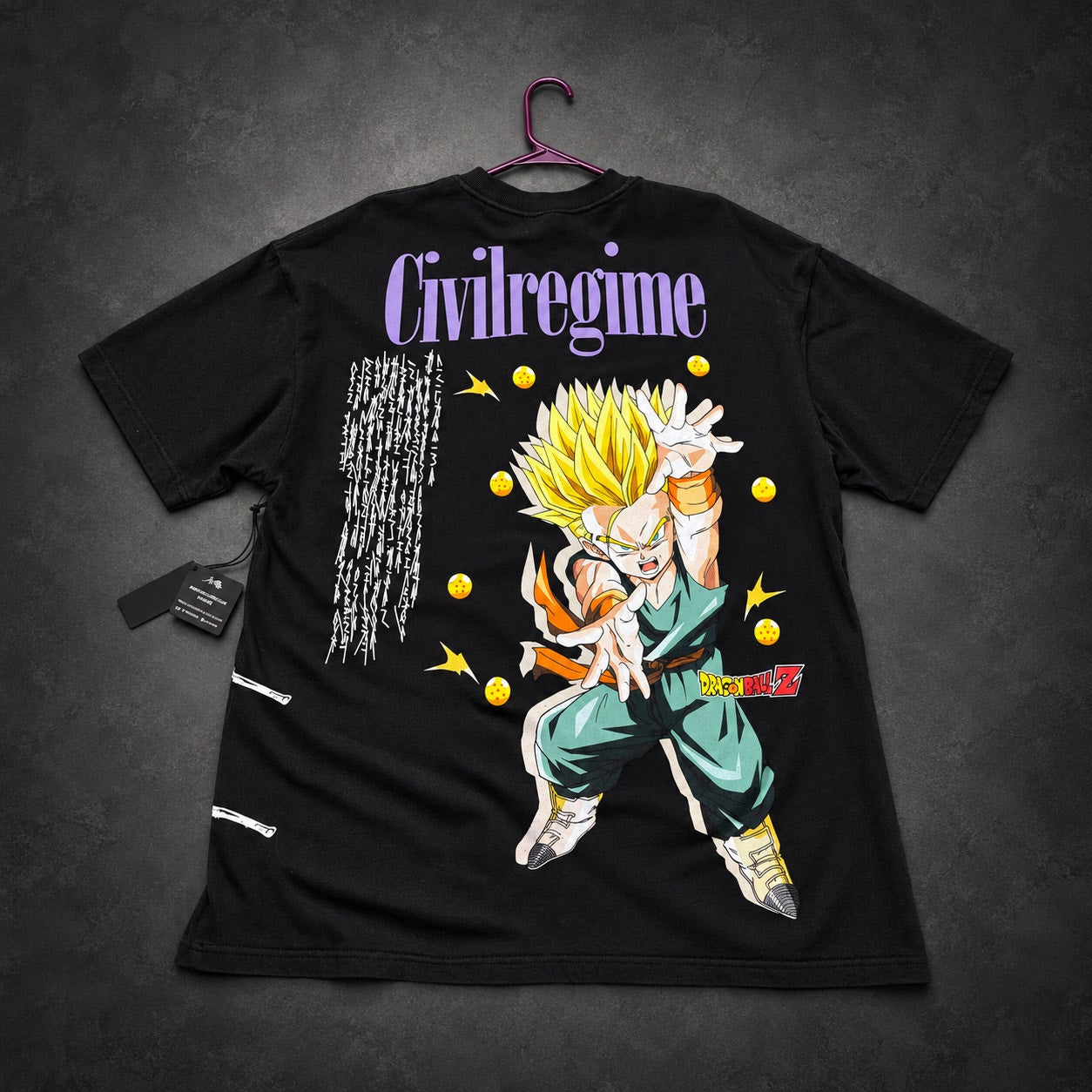 Civil Regime x Dragon Ball Z Trunks Graphic T-Shirt Oversized — Black RH-089