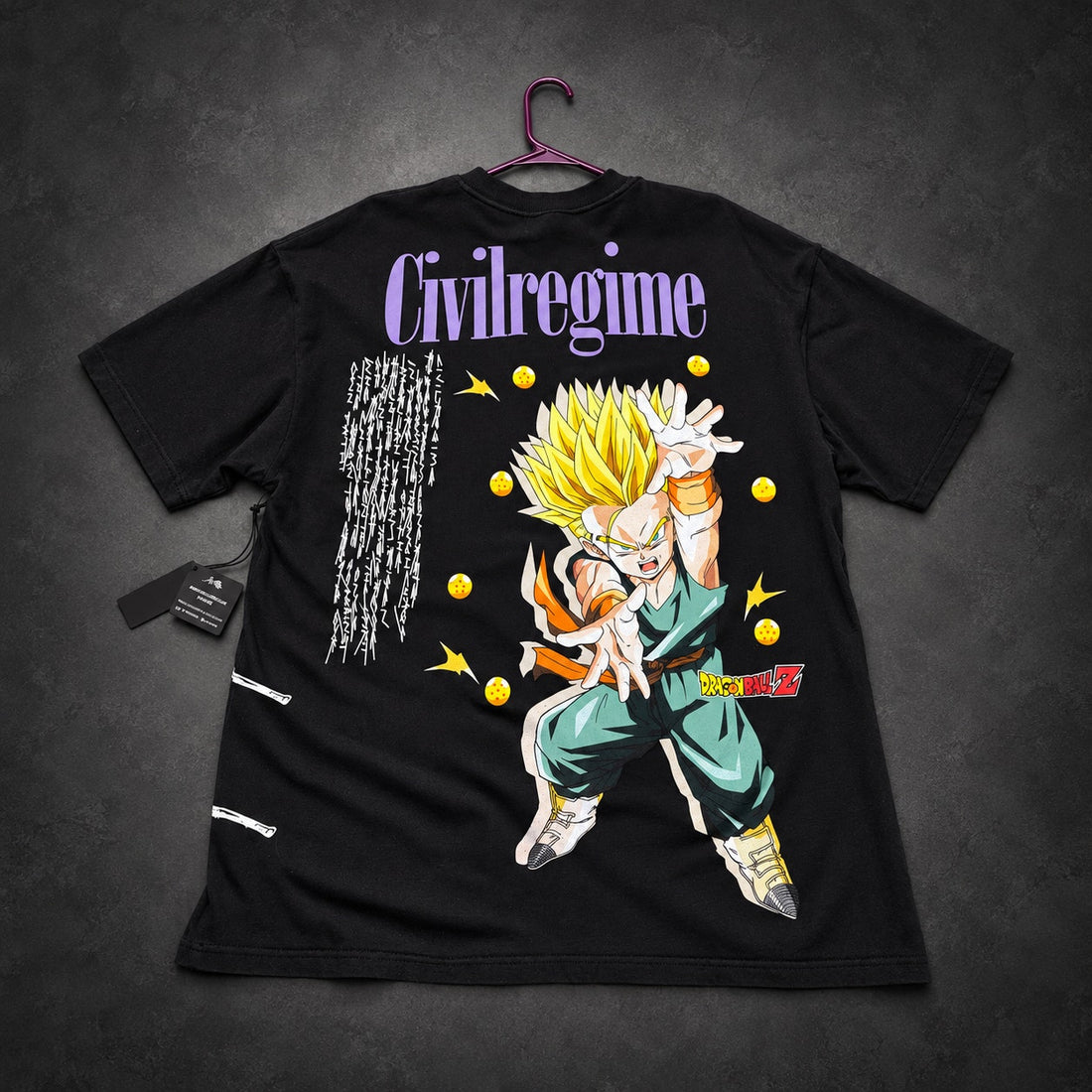 Civil Regime x Dragon Ball Z Trunks Graphic T-Shirt Oversized — Black RH-089