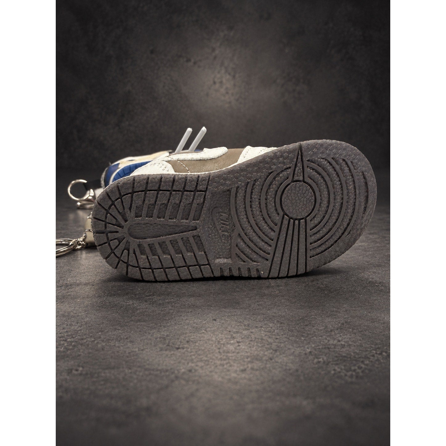 Mini Low-Top Sneaker Keychain — Mocha Brown & White