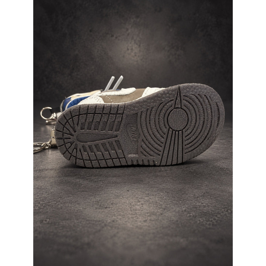 Mini Low-Top Sneaker Keychain — Mocha Brown & White