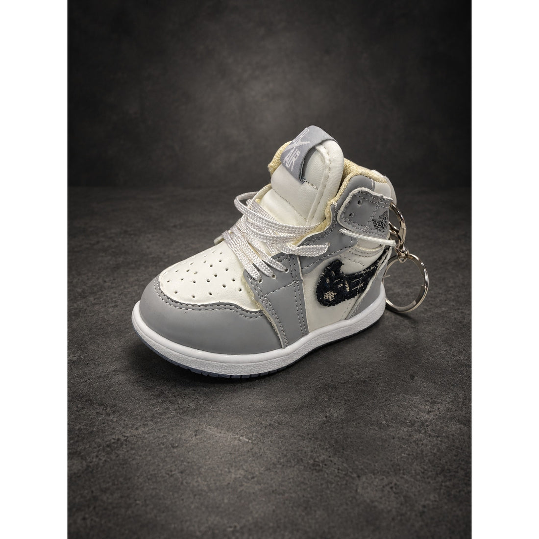 Mini High-Top Sneaker Keychain — Gray & White
