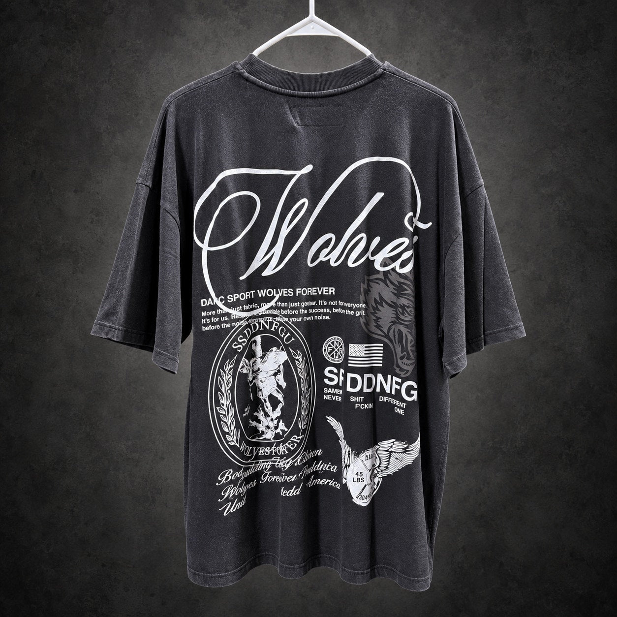 Darc Sport Wolves Forever Graphic T-Shirt — Washed Black -RH-083