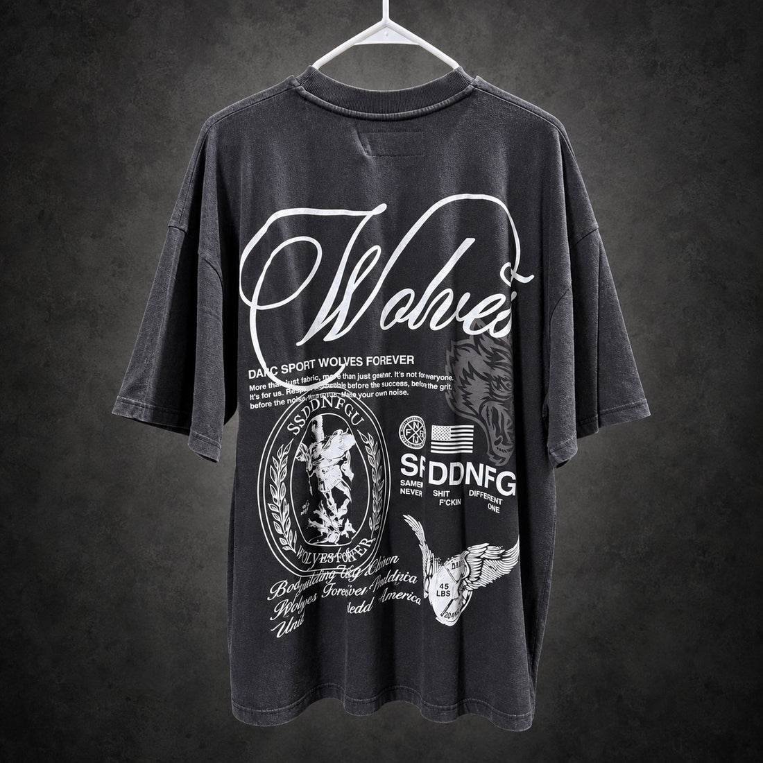 Darc Sport Wolves Forever Graphic T-Shirt — Washed Black -RH-083