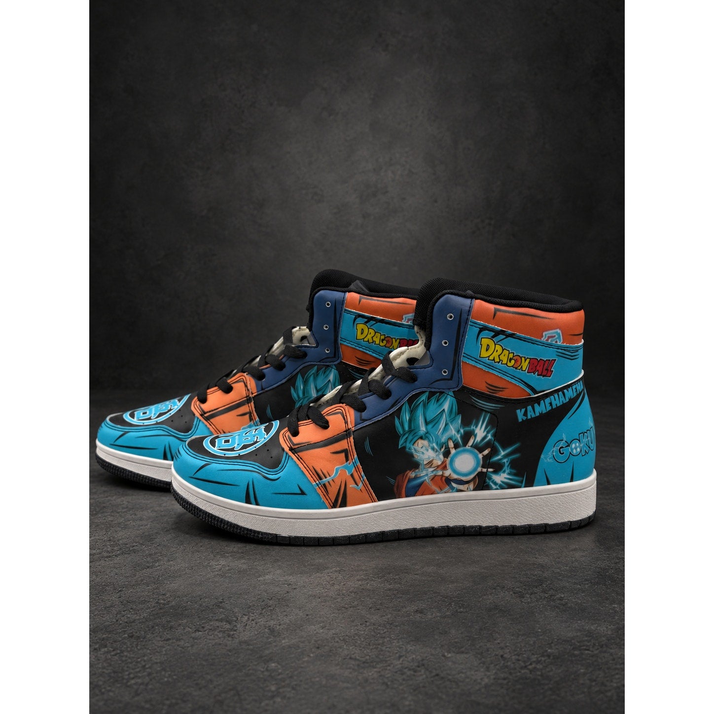 Custom D.B.Z. Anime Graphic High-Top Sneakers — Blue — Men’s EU 43 (RH-128)