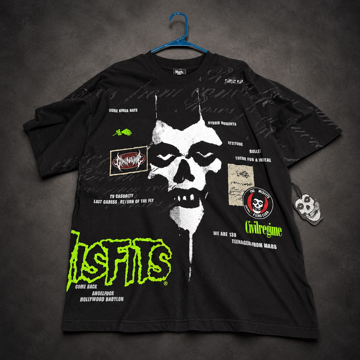 Civil Regime x Misfits Fiend Club Graphic T-Shirt Oversized — Black & Neon Green - RH-082