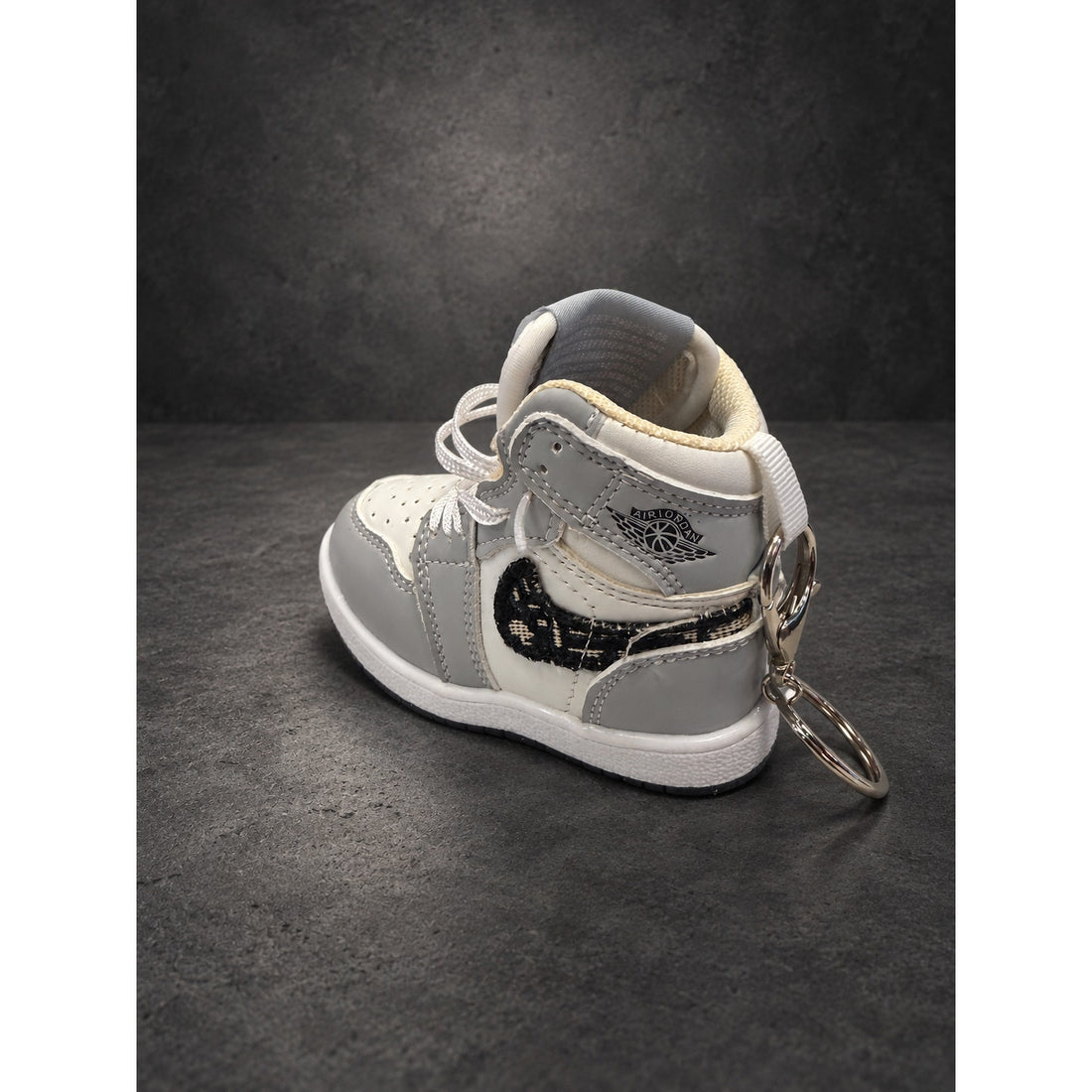 Mini High-Top Sneaker Keychain — Gray & White