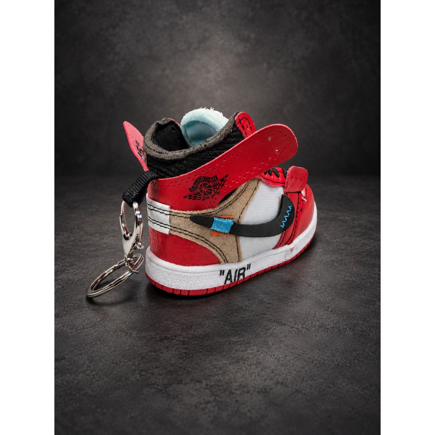 Mini High-Top Sneaker Keychain — Red, White & Black
