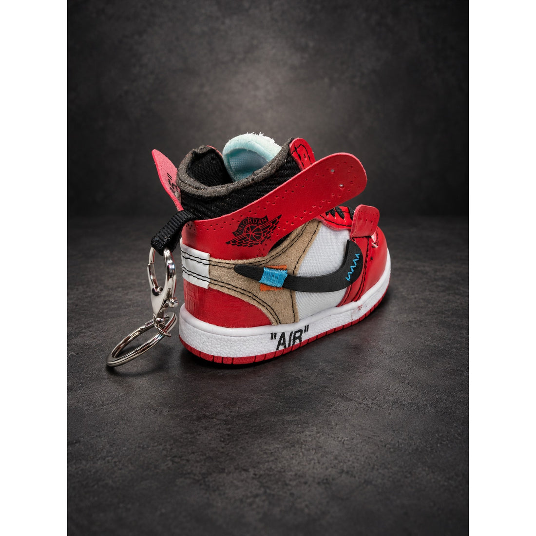 Mini High-Top Sneaker Keychain — Red, White & Black