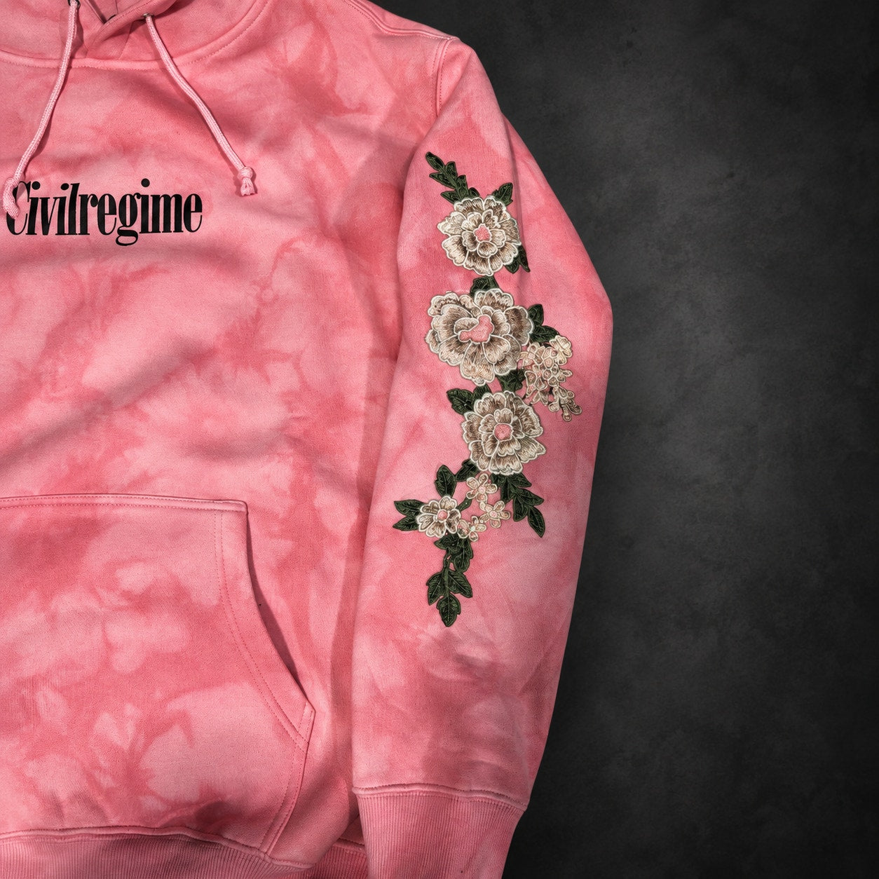 Civil Regime X Disney Pink Tie Dye Hoodie Floral Rose Embroidered NWT M (RH-078)