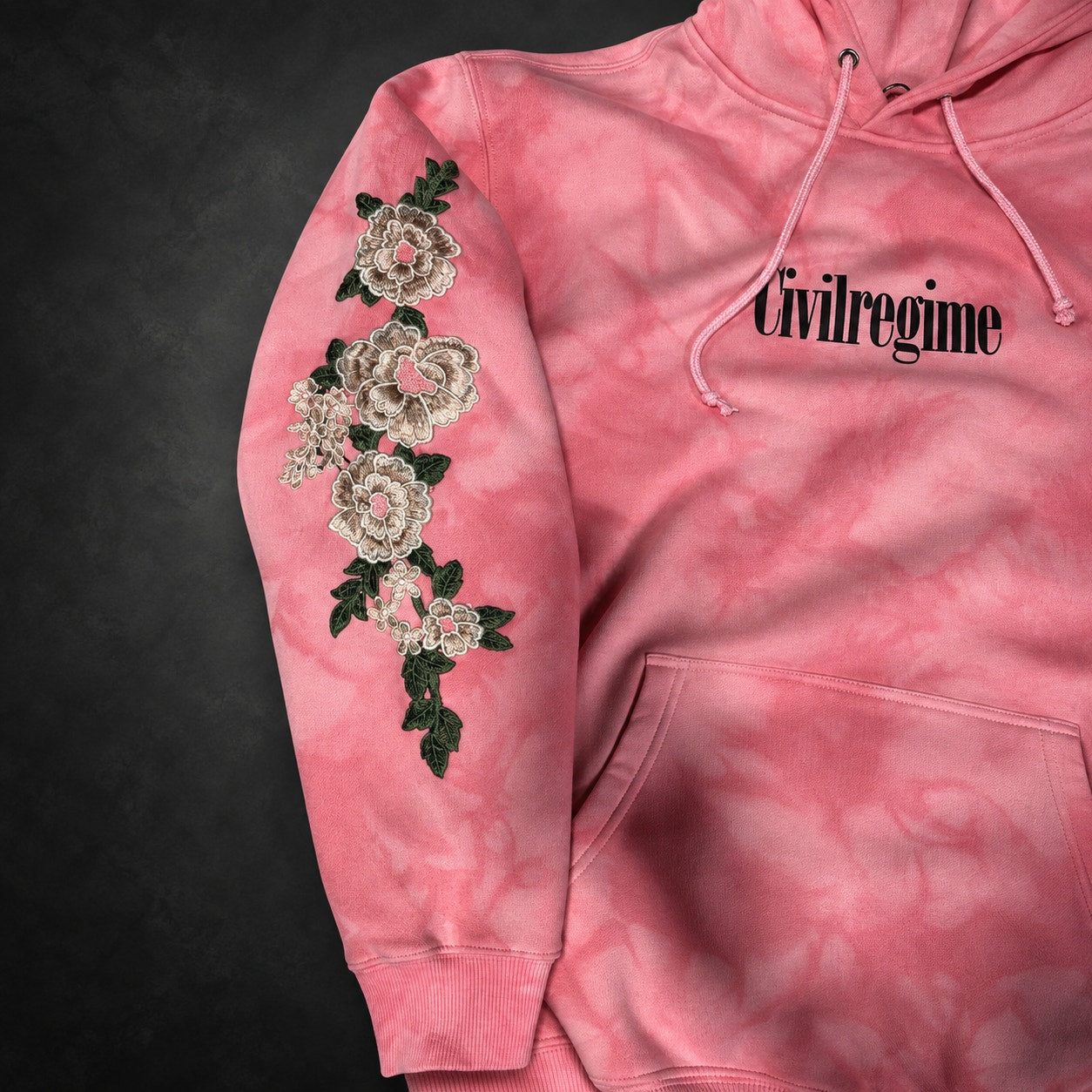 Civil Regime X Disney Pink Tie Dye Hoodie Floral Rose Embroidered NWT M (RH-078)