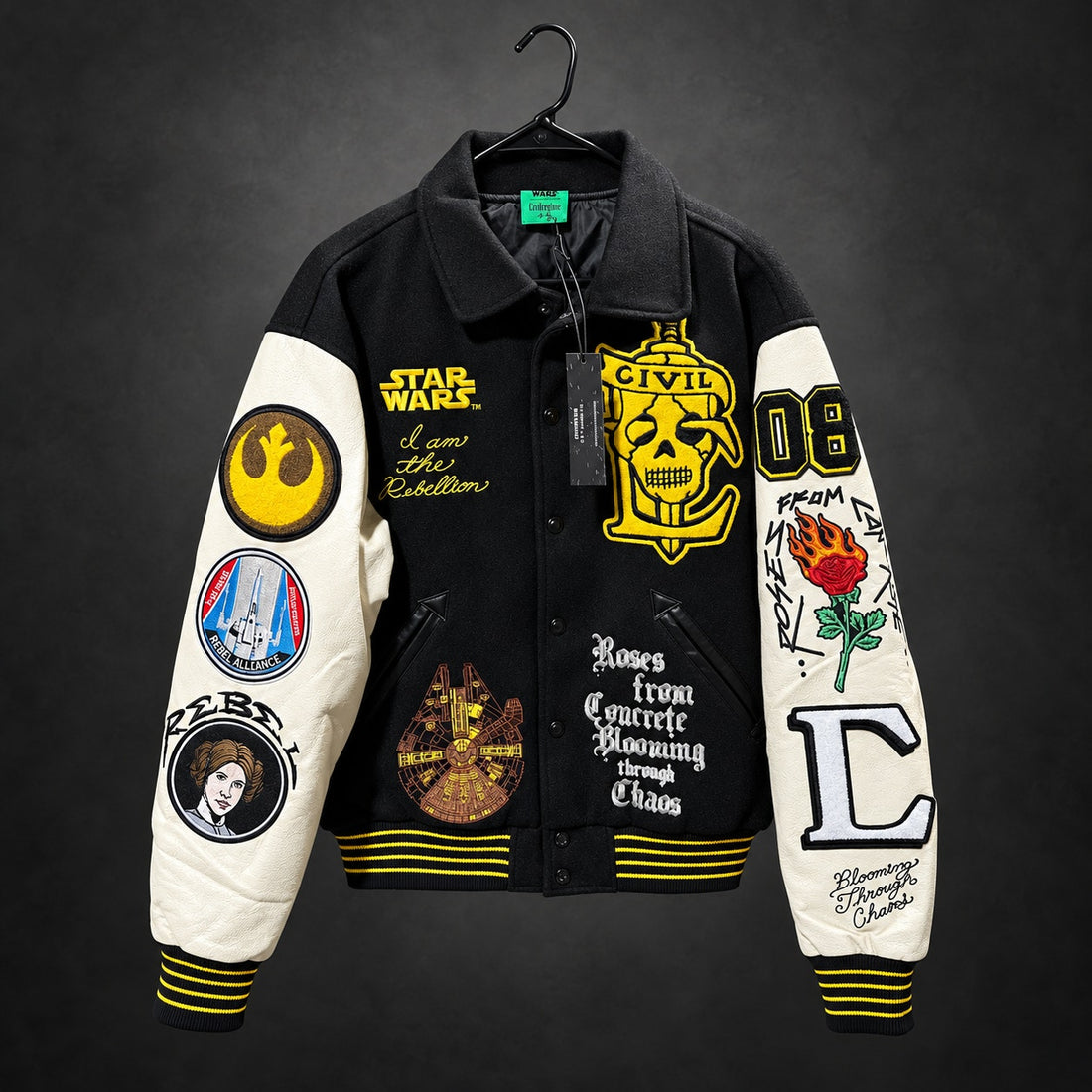 Civil Regime x Star Wars Rebel Varsity Jacket — Black & Cream - L - (RH-070)