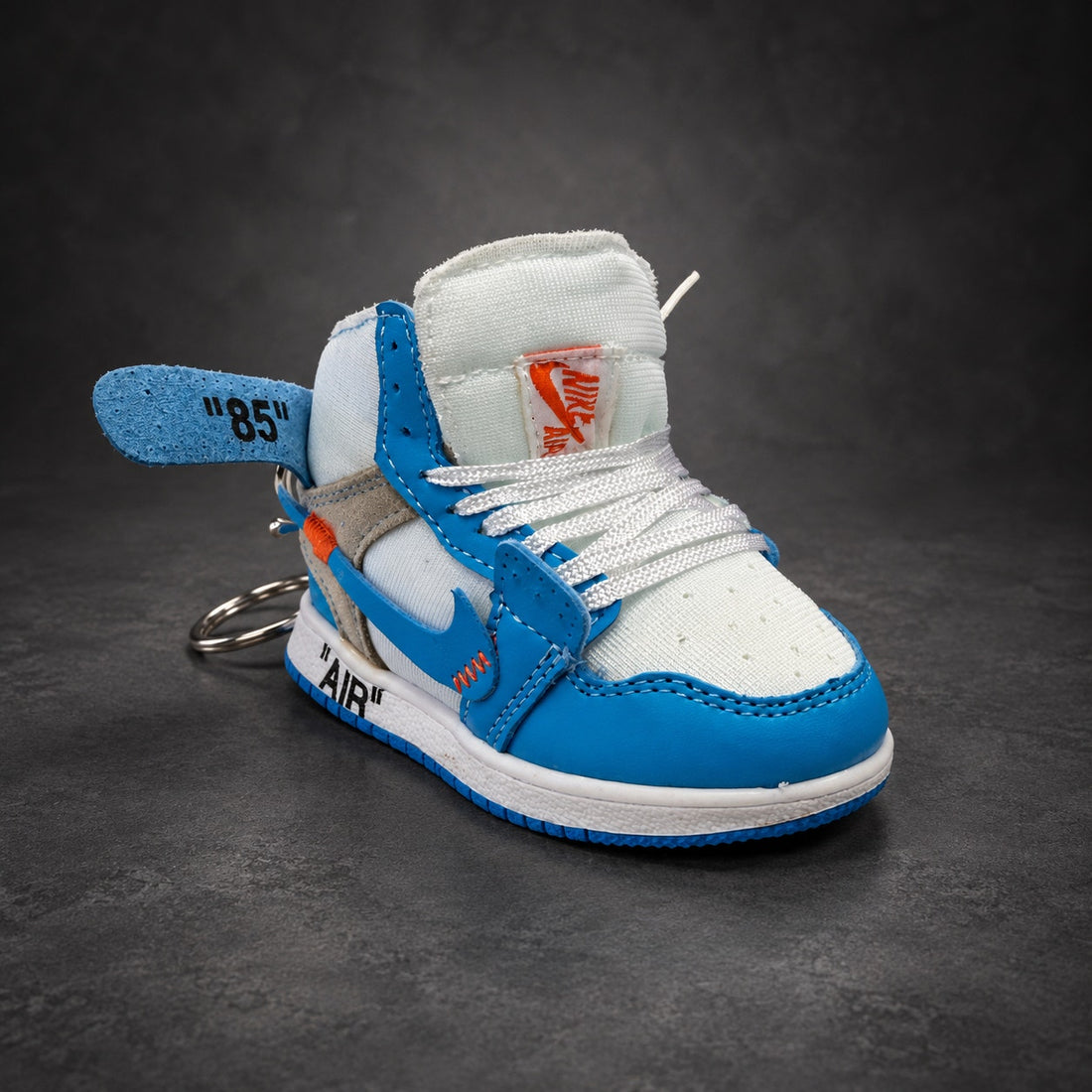 Mini High-Top Sneaker Keychain — Blue & White