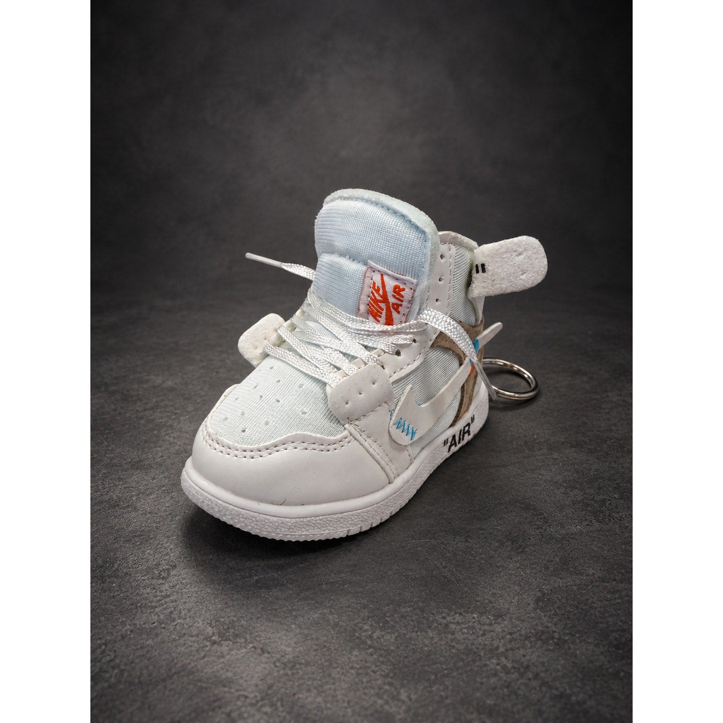 Mini High-Top Sneaker Keychain — White & Light Gray