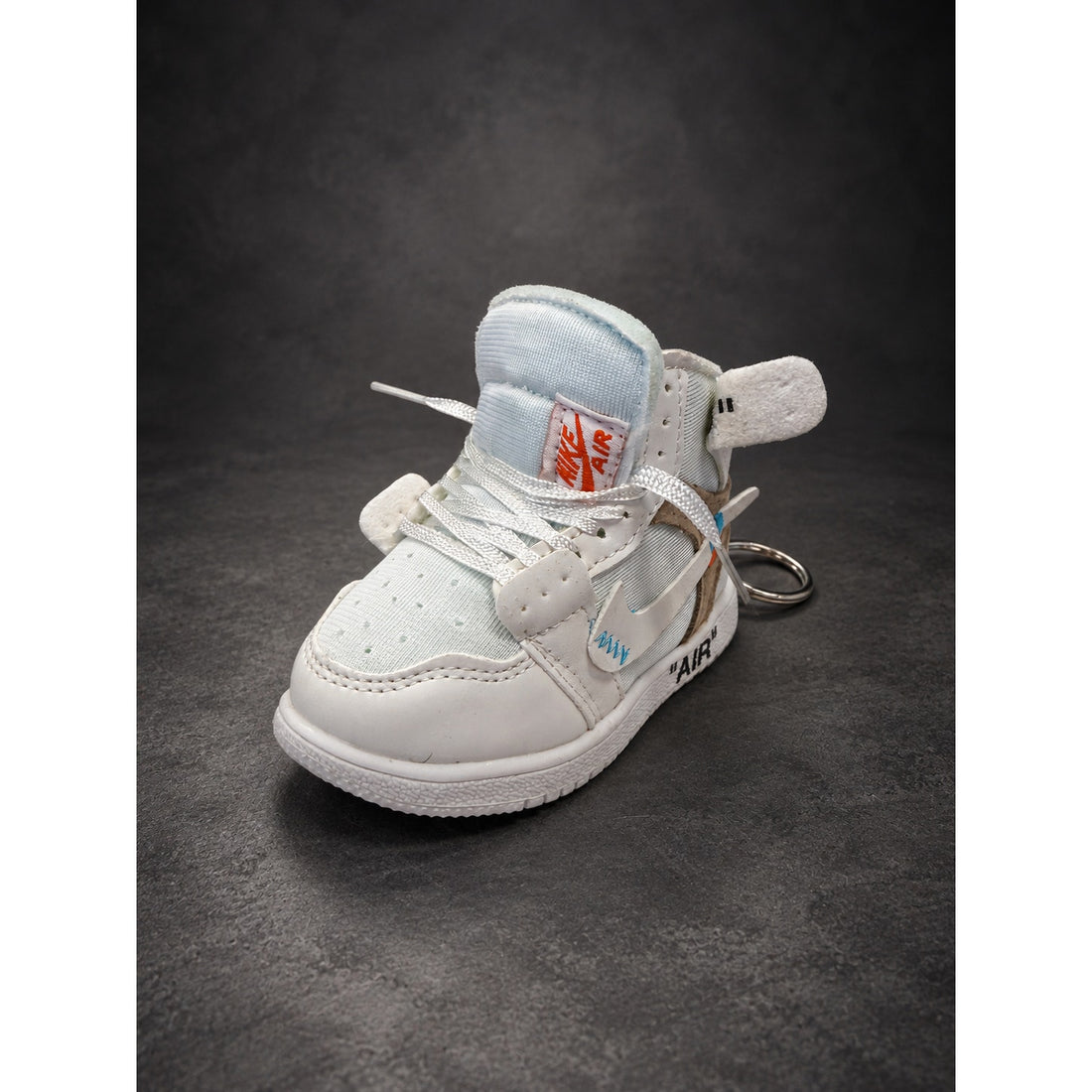 Mini High-Top Sneaker Keychain — White & Light Gray