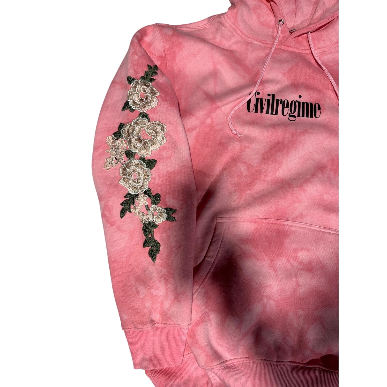 Civil Regime X Disney Pink Tie Dye Hoodie Floral Rose Embroidered NWT Large