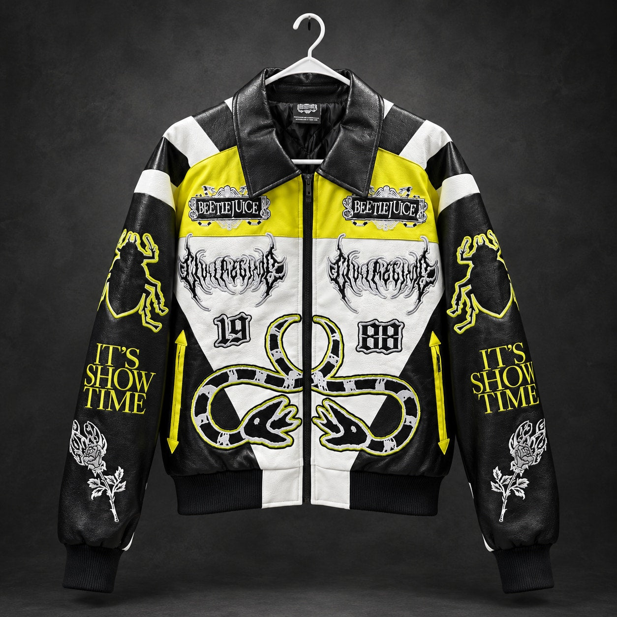 Civil Regime x Beetlejuice Jacket — Black, White & Neon Yellow - XL (RH-069)