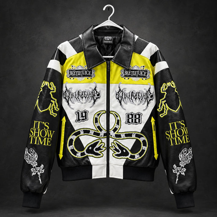 Civil Regime x Beetlejuice Jacket — Black, White & Neon Yellow - XL (RH-069)
