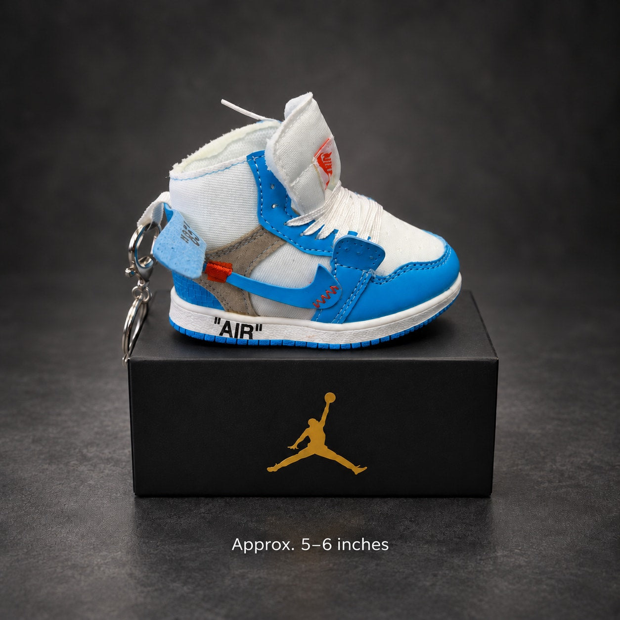 Mini High-Top Sneaker Keychain — Blue & White