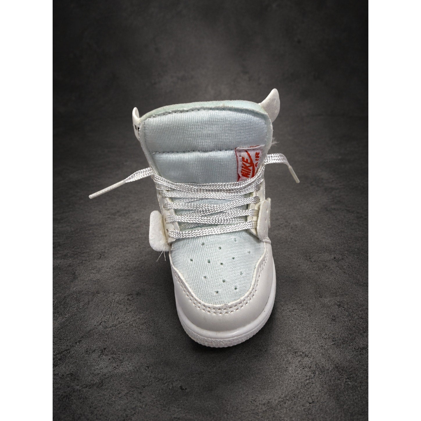 Mini High-Top Sneaker Keychain — White & Light Gray