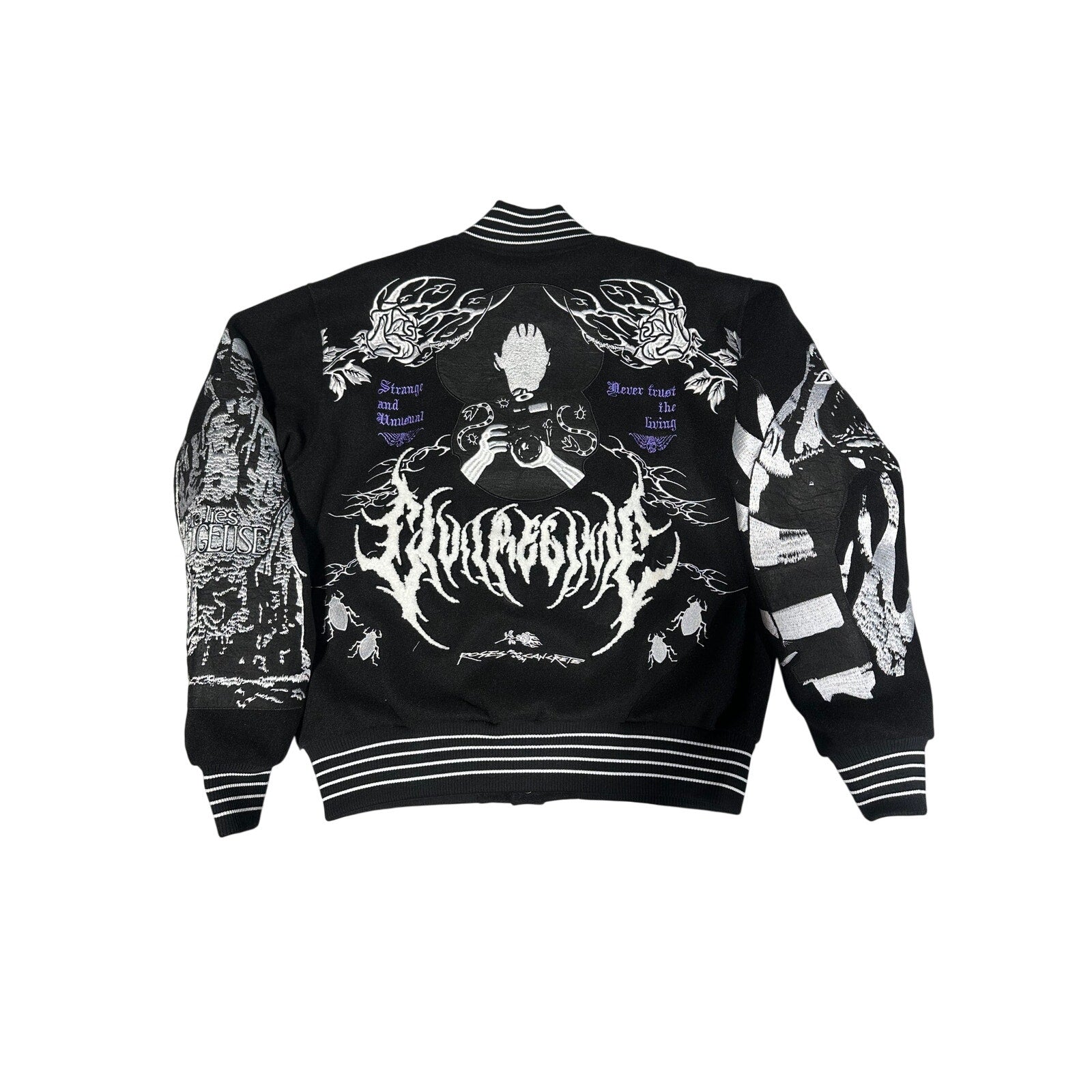 Civil Regime Varsity Jacket Black Silver Gothic Graphic Letterman NWT MEDIUM