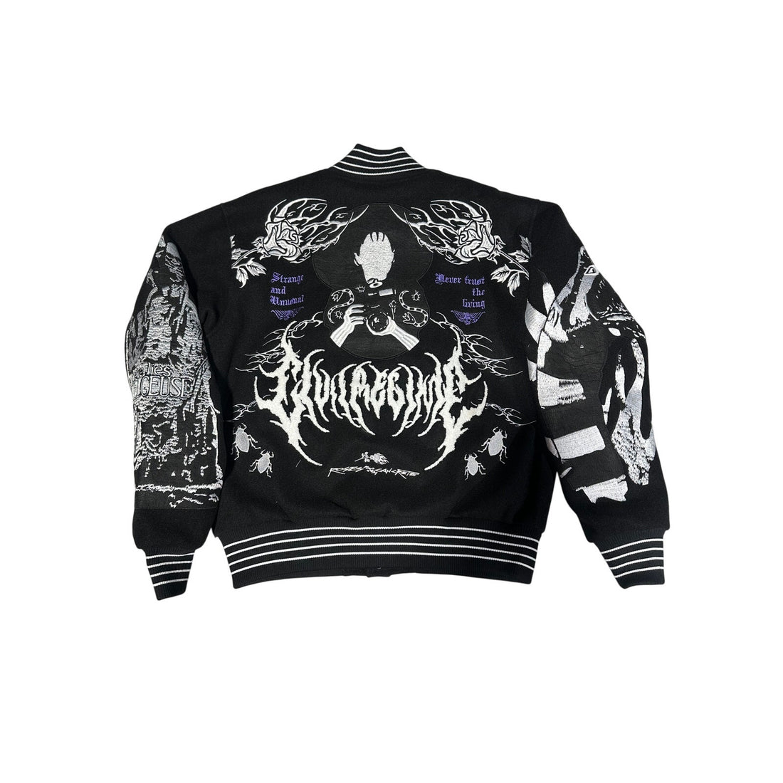 Civil Regime Varsity Jacket Black Silver Gothic Graphic Letterman NWT MEDIUM