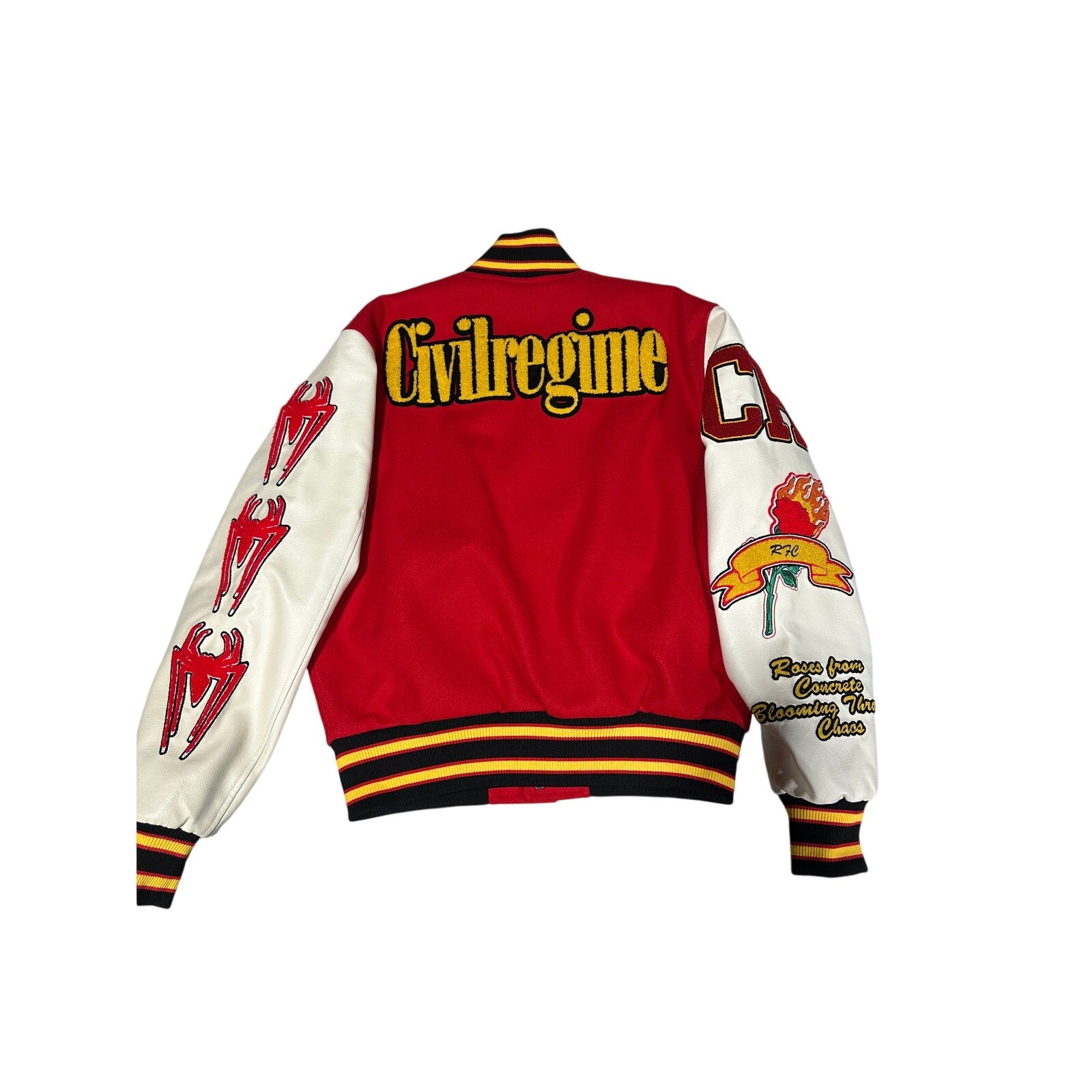 Marvel Spider-Man Varsity Jacket Red Cream Graphic Snap Front Size Small