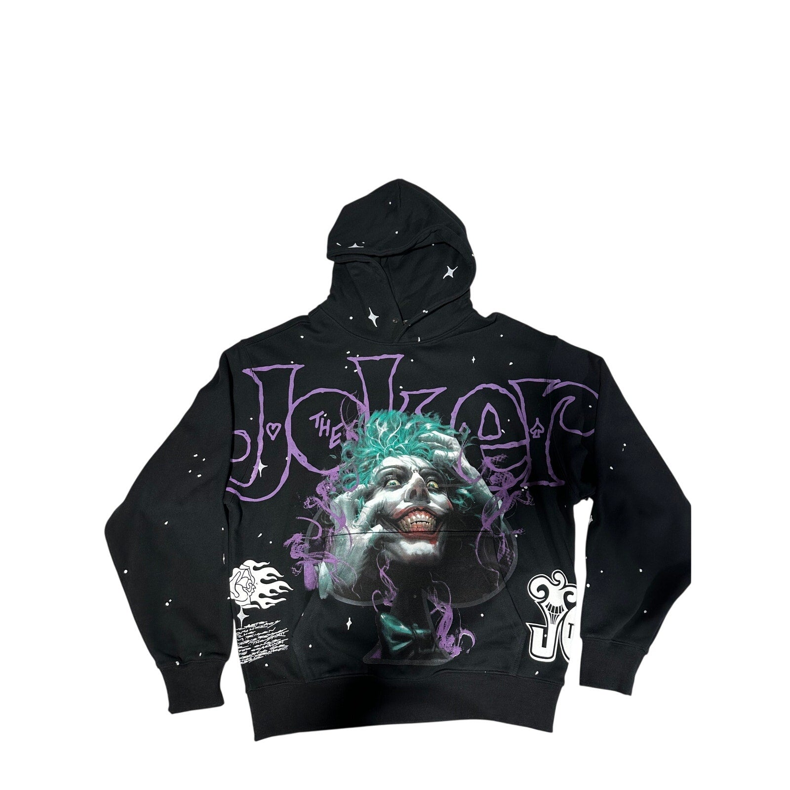 CIVIL REGIME Joker Graphic Hoodie Large Black Purple Green Pullover