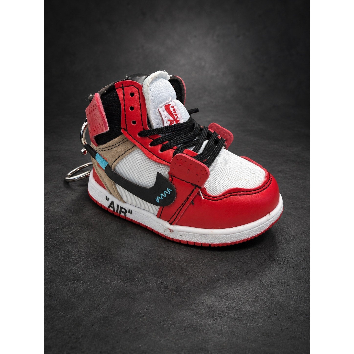 Mini High-Top Sneaker Keychain — Red, White & Black