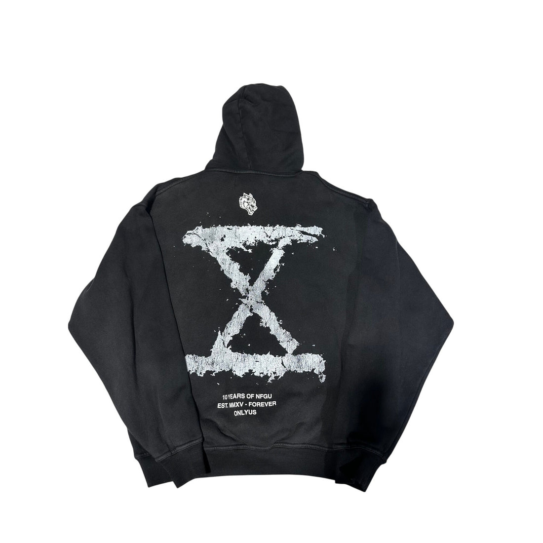 Black Pullover Hoodie Distressed X Graphic Streetwear NWT SMALL
