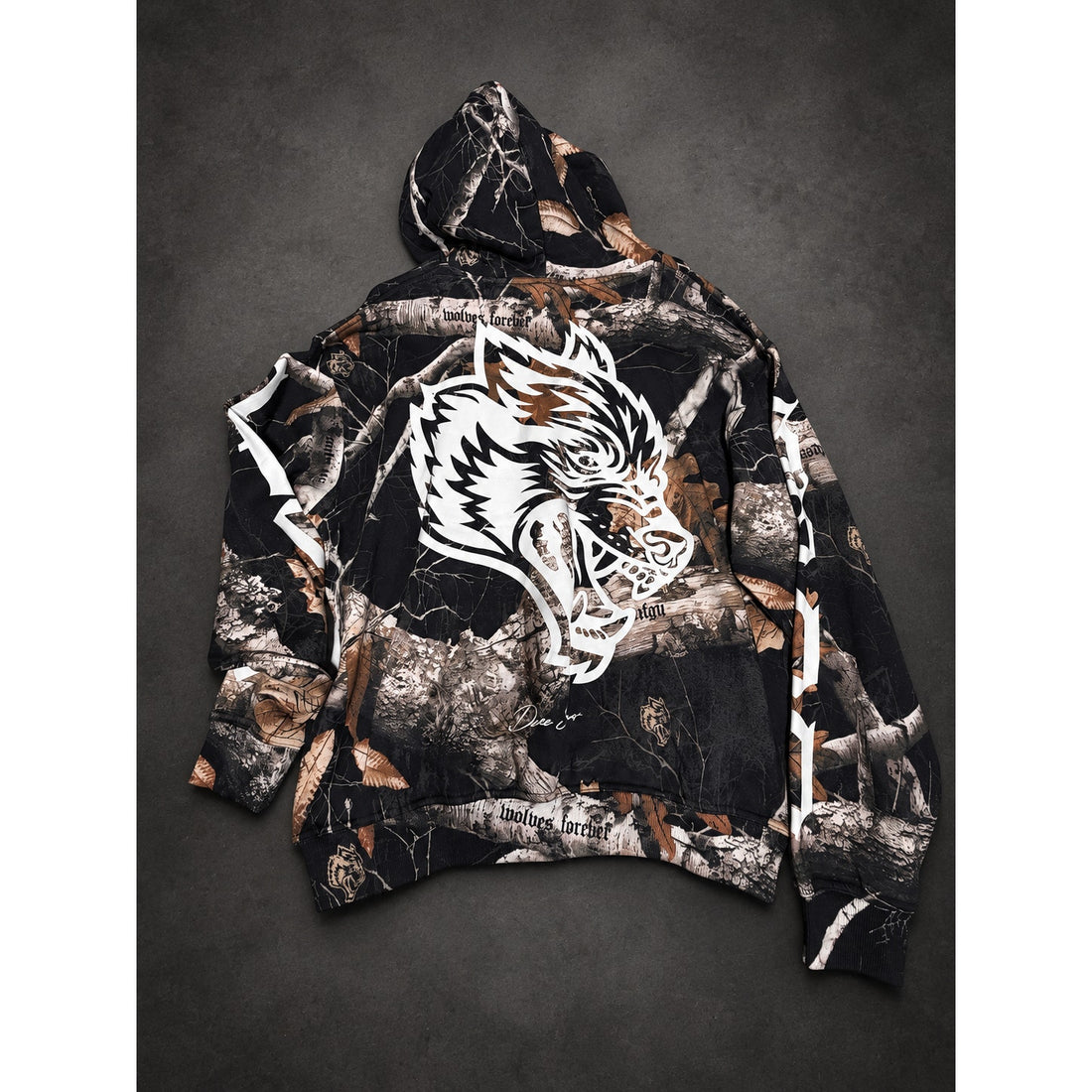 Darc Sport Wolf Graphic Camo Hoodie — Black & Brown RH-138
