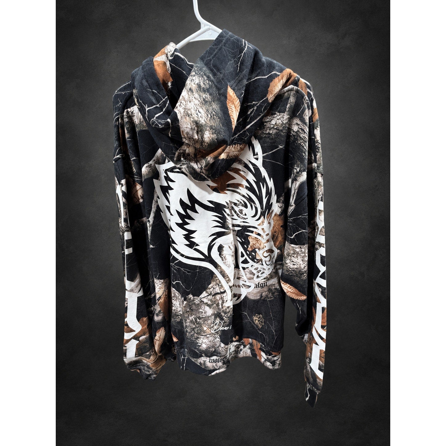 Darc Sport Wolf Graphic Camo Hoodie — Black & Brown RH-138