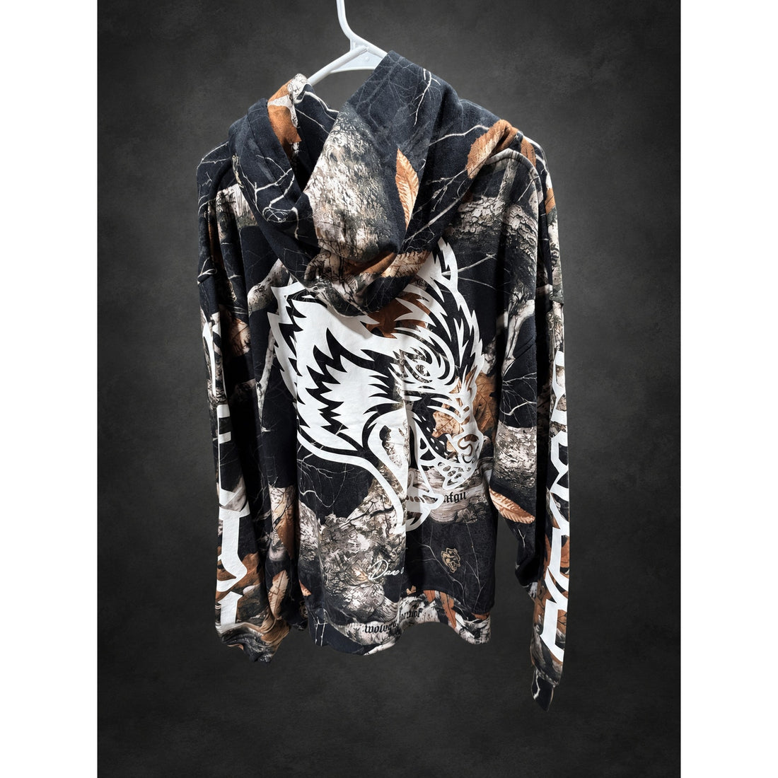 Darc Sport Wolf Graphic Camo Hoodie — Black & Brown RH-138