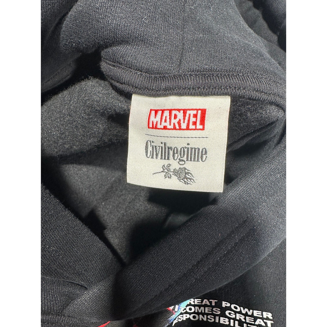 Civil Regime Marvel Spider-Man Black Hoodie Large NWT