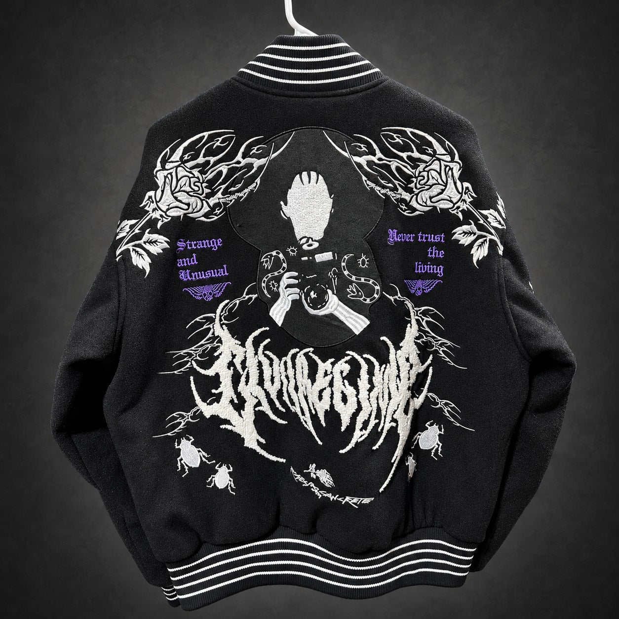 Civil Regime x Beetlejuice Lydia Varsity Jacket — Black & White - M (RH-071)