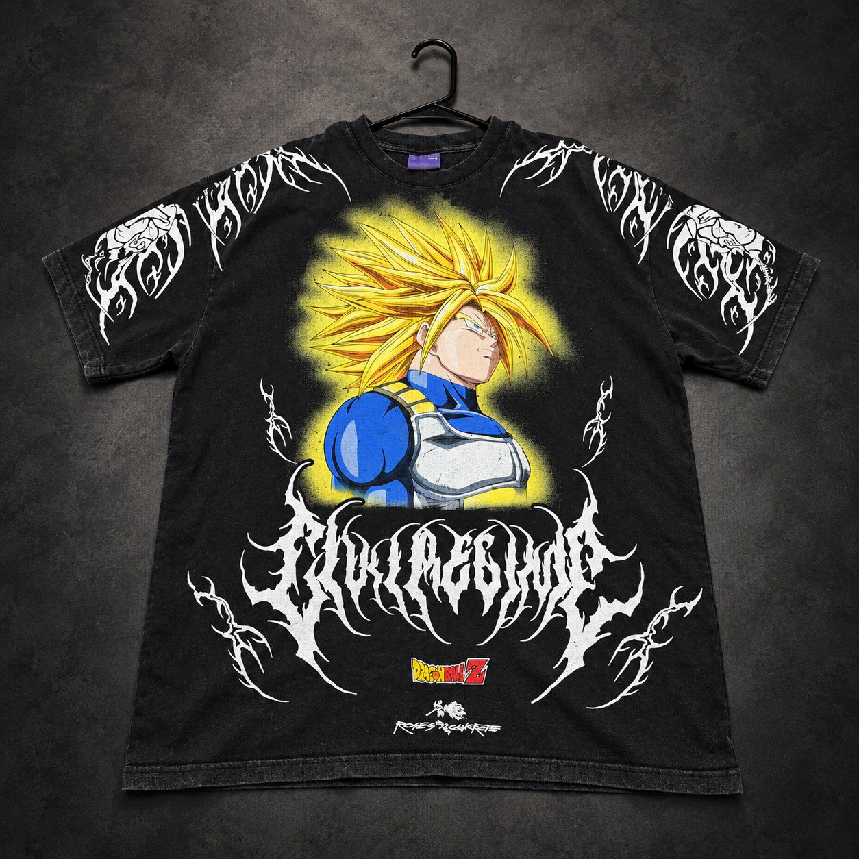 Civil Regime x Dragon Ball Z Super Saiyan Trunks Graphic T-Shirt Oversized— Washed Black RH-091