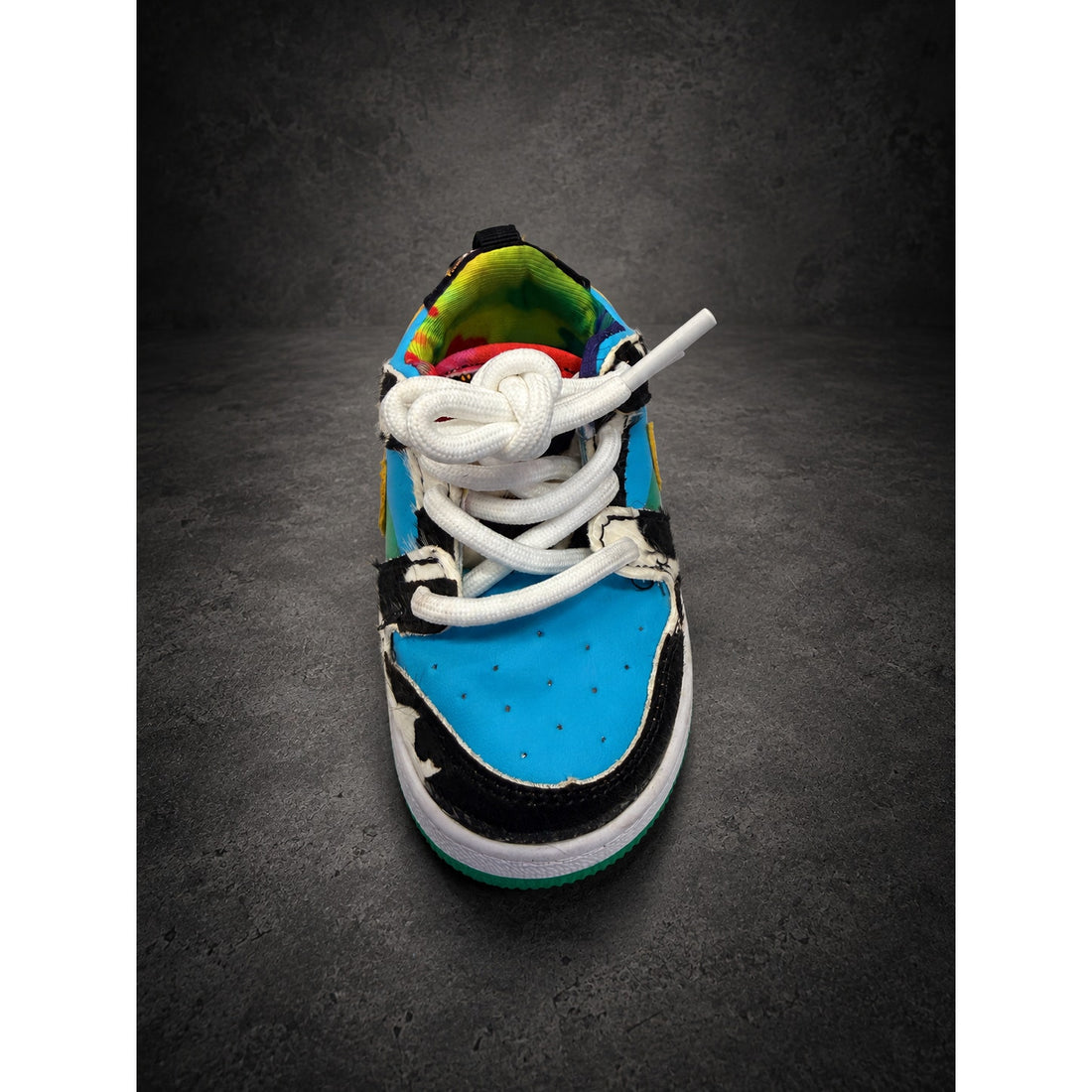 Mini Low-Top Sneaker Keychain — Cow Print & Multicolor