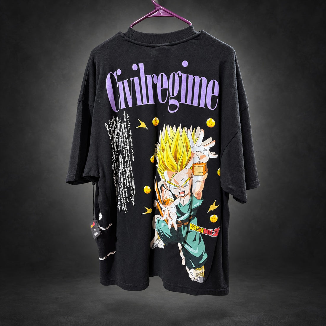 Civil Regime x Dragon Ball Z Trunks Graphic T-Shirt Oversized — Black RH-089
